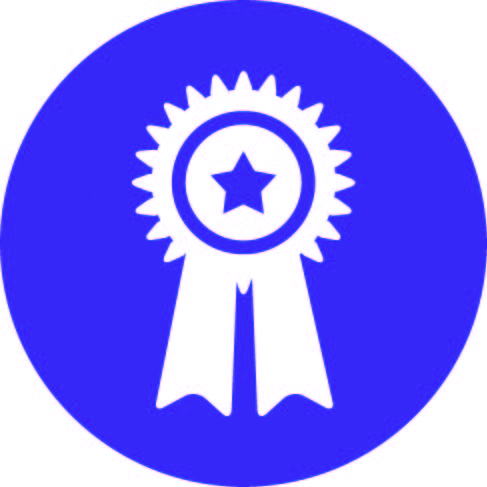une médaille avec une une étoile en fond, sous fond violet pour être récompensez pour le système de fidélité