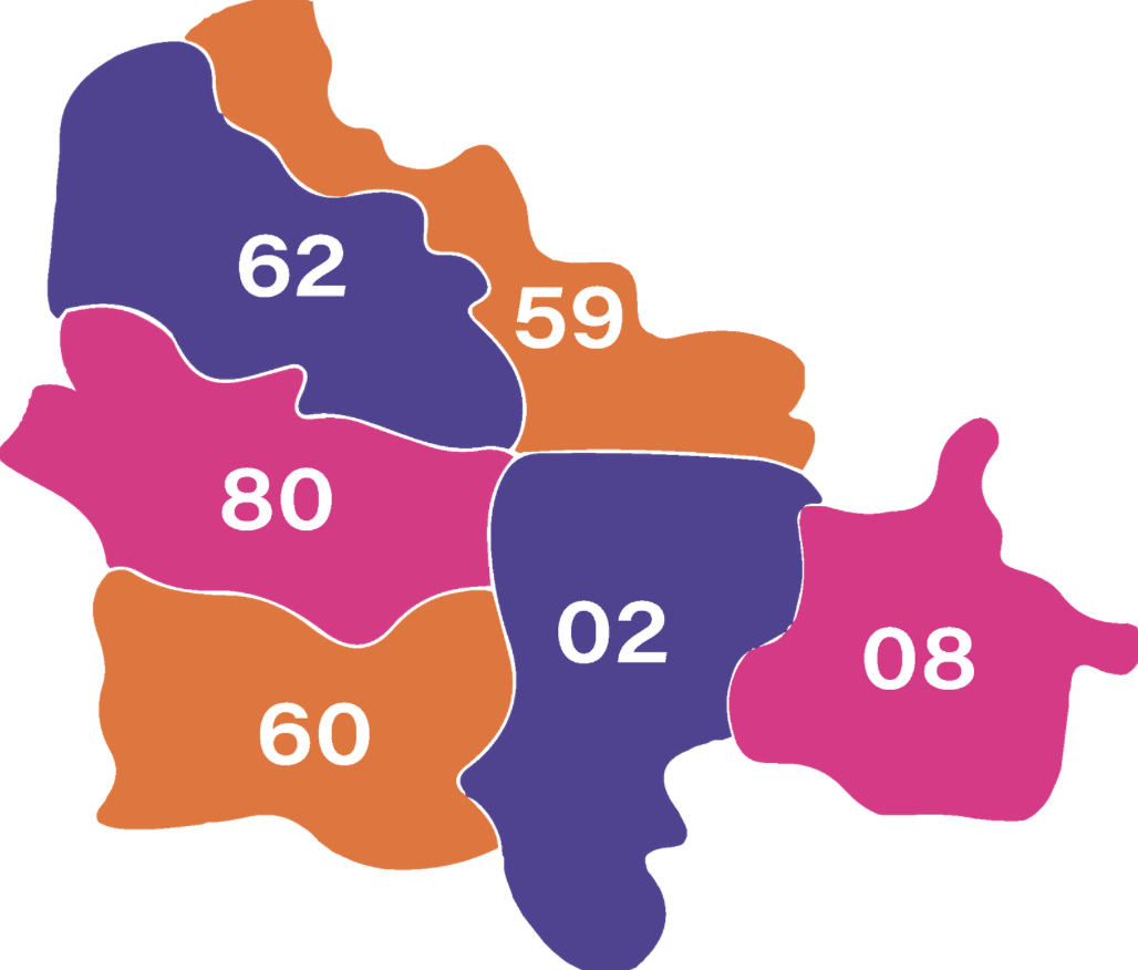 Carte de couleur avec nos département pour l'entreprise proxyphar Winpharma 